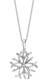 14K White Gold Diamond Snowflake Necklace