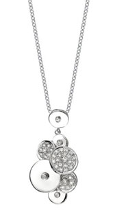 14K White Gold Diamond Circles Necklace