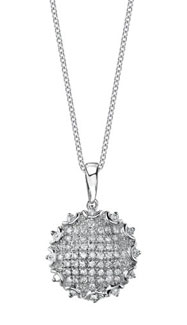 14K White Gold Diamond Round Necklace