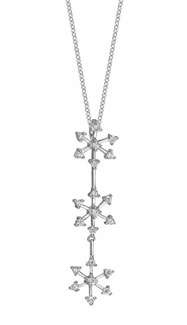 14K White Gold Diamond Triple Snowflake Necklace