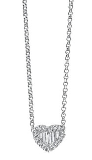 18K White Gold Diamond Heart Necklace