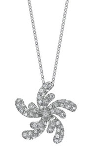 14K White Gold Diamond Swirl Star Necklace