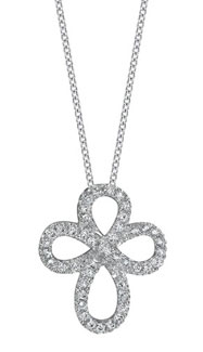 14Kt White Gold Diamond Cross Necklace