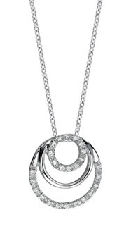 14K White Gold Diamond 3 in 1 Circle Necklace