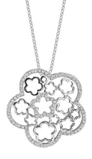 14K White Gold Diamond Flower Necklace
