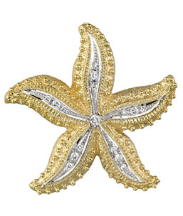 14K Yellow Gold Diamond Starfish Pendant