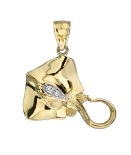 14Kt Yellow Gold Diamond Stingray Pendant