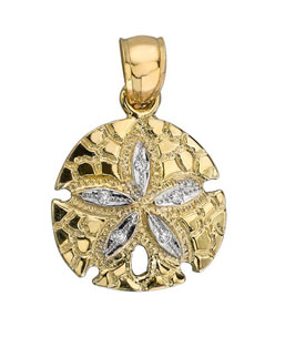 14K Yellow Gold Diamond Sand Dollar Pendant