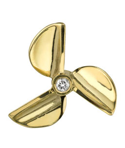 14K Yellow Gold Diamond Propeller Pendant