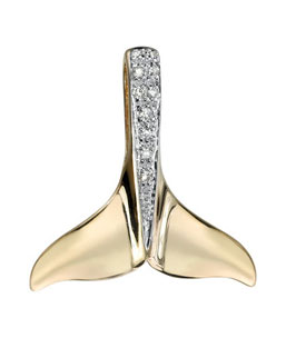 14K Yellow Gold Diamond Wale Tail Pendant