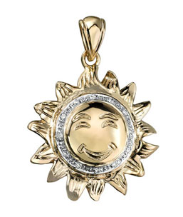 14K Yellow Gold Diamond Sun Pendant