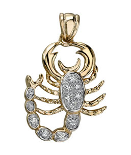 14K Yellow Gold Diamond Scorpion Pendant