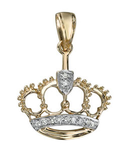 14K Yellow Gold Diamond Crown Pendant