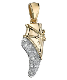 14K Yellow Gold Diamond Pointe Ballet Shoe Pendant