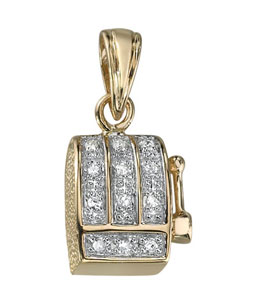 14K Yellow Gold Diamond Slot Machine Pendant