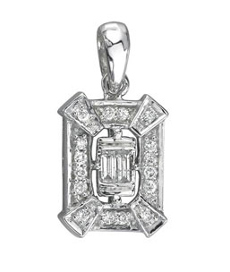 14K White Gold Diamond Pendant