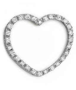 14K White Gold Diamond Heart Pendant