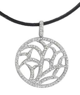 14K White Gold Diamond Circle Pendant