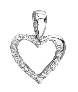14K White Gold Diamond Heart Charm Pendant