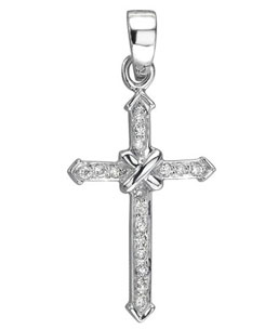 14K White Gold Diamond Cross Pendant