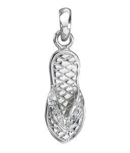 14K White Gold Diamond Flip Flop Charm