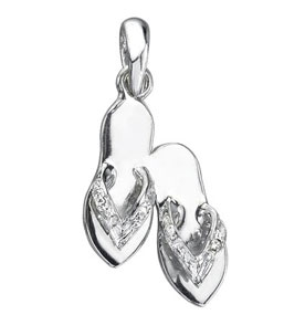 14K White Gold Diamond Pair of Flip Flop Charm