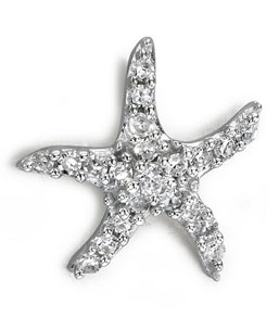 14Kt White Gold Diamond Starfish Charm
