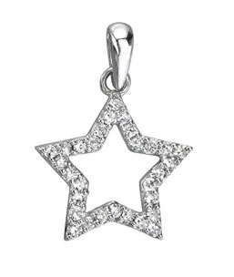 14K White Gold Star Diamond Pendant