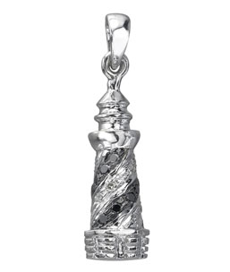 14Kt White Gold Diamond Lighthouse Charm