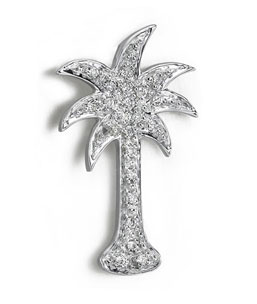 14K White Gold Diamond Palm Tree Charm