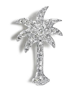 14Kt White Gold Diamond Palm Tree Charm