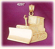 14K Yellow Gold Construction Bulldozer Pendant