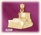 14K Yellow Gold Construction Bulldozer Charm