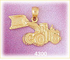 14K Yellow Gold Construction Loader Charm
