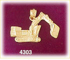 14K Yellow Gold Construction Excavator Charm