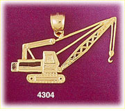 14K Yellow Gold Construction Engineering Crane Charm