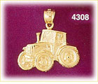 14K Yellow Gold Construction Tractor Charm