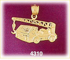 14K Yellow Gold Construction Truck Mounted Crane Charm