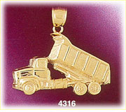 14K Yellow Gold Construction Dump Truck Charm