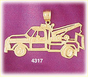14K Yellow Gold Construction Tow Truck Charm