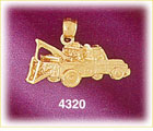 14K Yellow Gold Tow Truck Construction Vehicle Charm