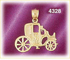 14K Yellow Gold Carriage Coach Charm