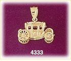 14K Yellow Gold 3D Stagecoach Charm