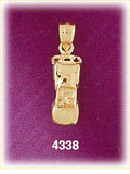 14K Yellow Gold Convertible Roadster Car Charm 3D