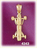 14K Yellow Gold Convertible Classic Car Charm 3D