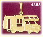 14K Yellow Gold Bus Transportation Charm
