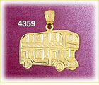 14K Yellow Gold Double Decker Bus Charm