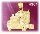 14K Yellow Gold Big Rig Truck Charm Pendant