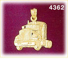 14K Yellow Gold Semi Truck Charm