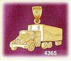 14K Yellow Gold Big Rig Truck Charm
